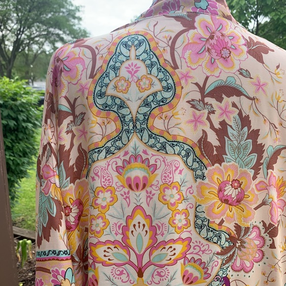 Last 1 New Bohemian Kimono Duster Jacket Robe Swim Cover Up Cardigan Duster - Picture 9 of 11